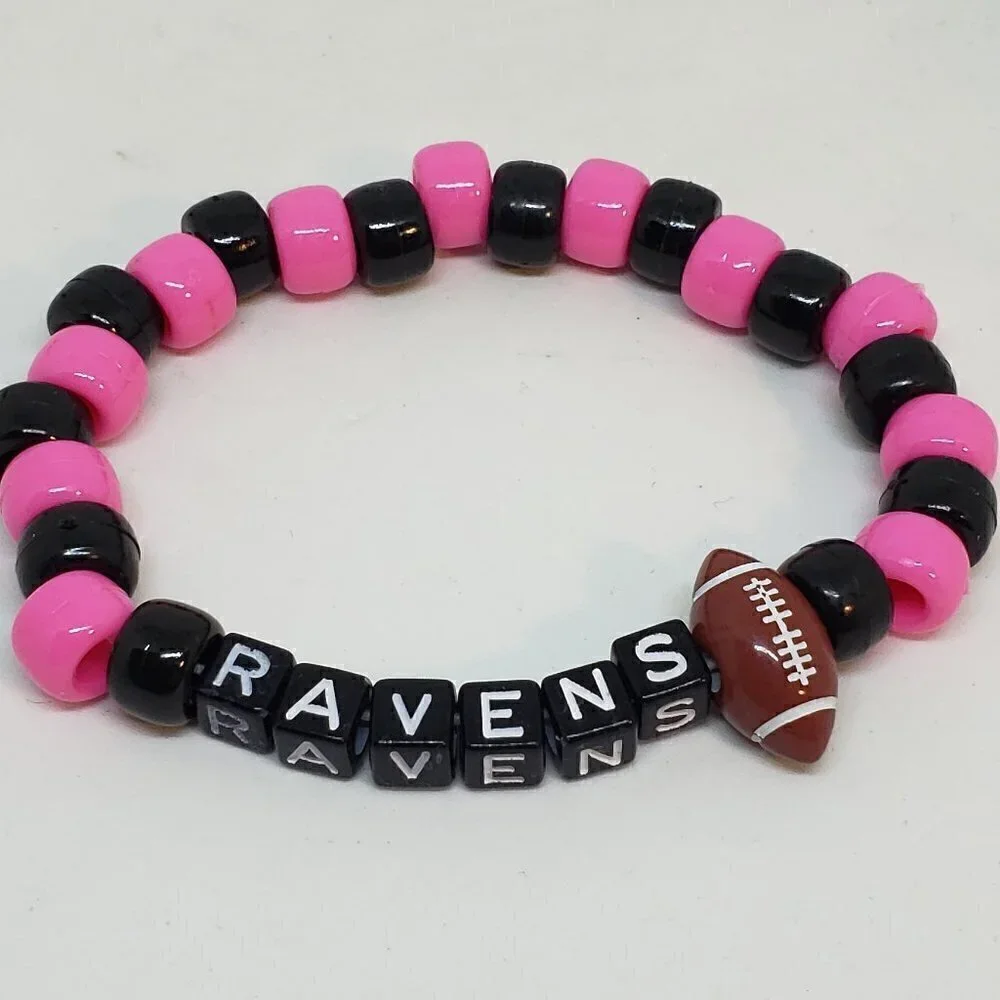 Baltimore Ravens Beaded Sports Football Bracelet